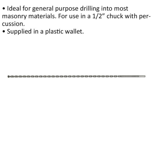 Loops 10 x 600mm Rotary Impact Drill Bit - Straight Shank - Masonry Material Drill 1