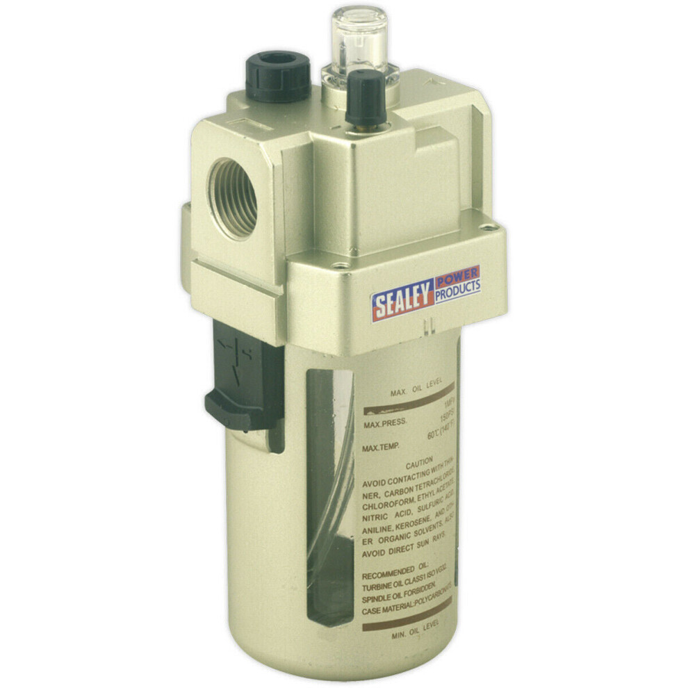 Workshop Air Supply Lubricator - 175cfm Max Airflow - 1/2" BSP - Oil Air Mix