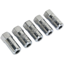 5 pack 4-Jaw Heavy Duty Hydraulic Connector - 1/8" BSP - Grease Gun Coupling