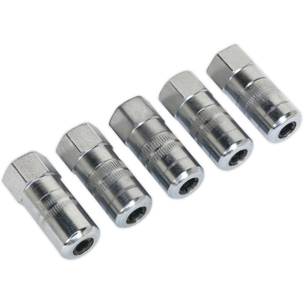 Loops 5 Pack 4-Jaw Heavy Duty Hydraulic Connector - 1/8" Bsp - Grease Gun Coupling