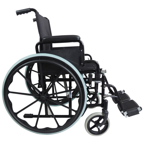 Loops Lightweight Self Propelled Steel Transit Wheelchair - Foldable Design - Black 2