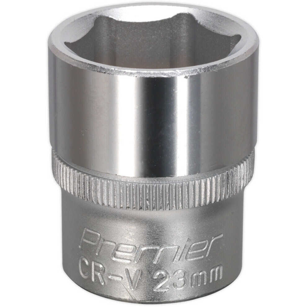 23mm Steel Drive Socket - 1/2" Square Drive - Chrome Vanadium Wrench Socket