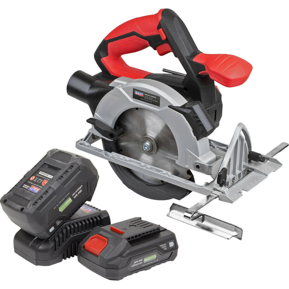 20V Cordless Circular Saw Kit - 150mm Blade - 2 x Batteries & Charger - Bag