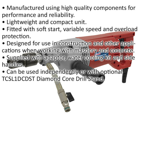 Loops 230V Diamond Core Drill - Variable Speed - Overload Protection - Lightweight 1