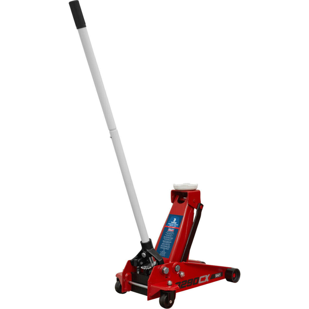 Compact Hydraulic Trolley Jack - 3 Tonne Capacity - 465Mm Max Height - Red 5056524235676