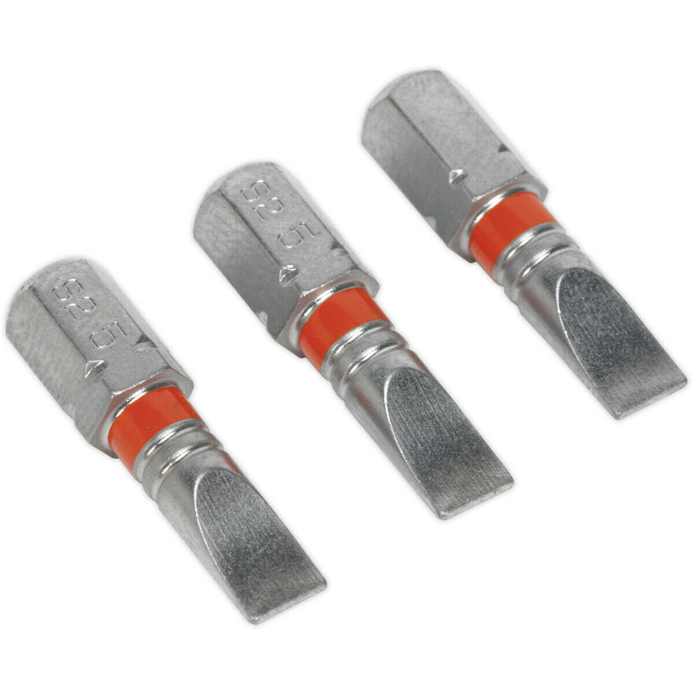 New Loops Pack 25Mm Slotted 5Mm Colour-Coded Power Tool Bits - S2 Steel Dill Bit Coloured-Identification-Forged-Drill-Bit-Driver Size 3