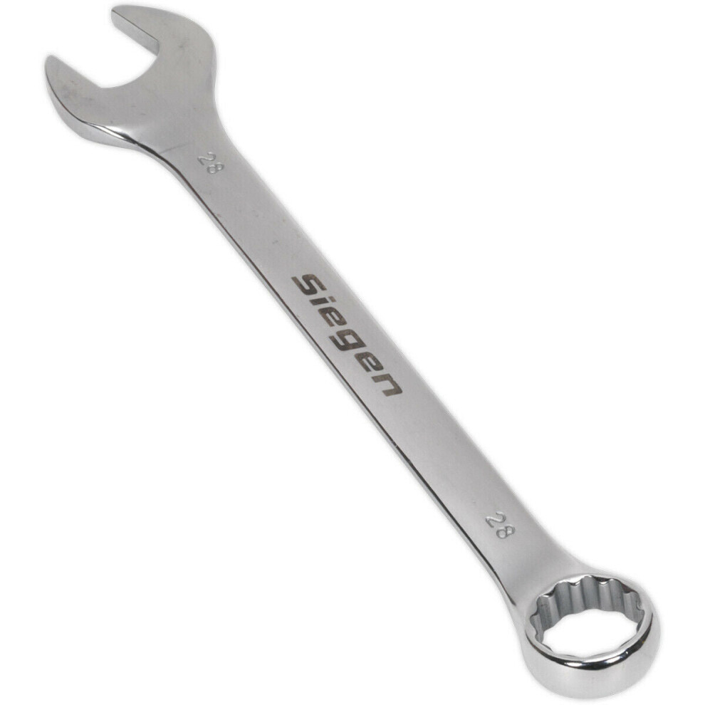 Hardened Steel Combination Spanner - 28mm - Polished Chrome Vanadium Wrench