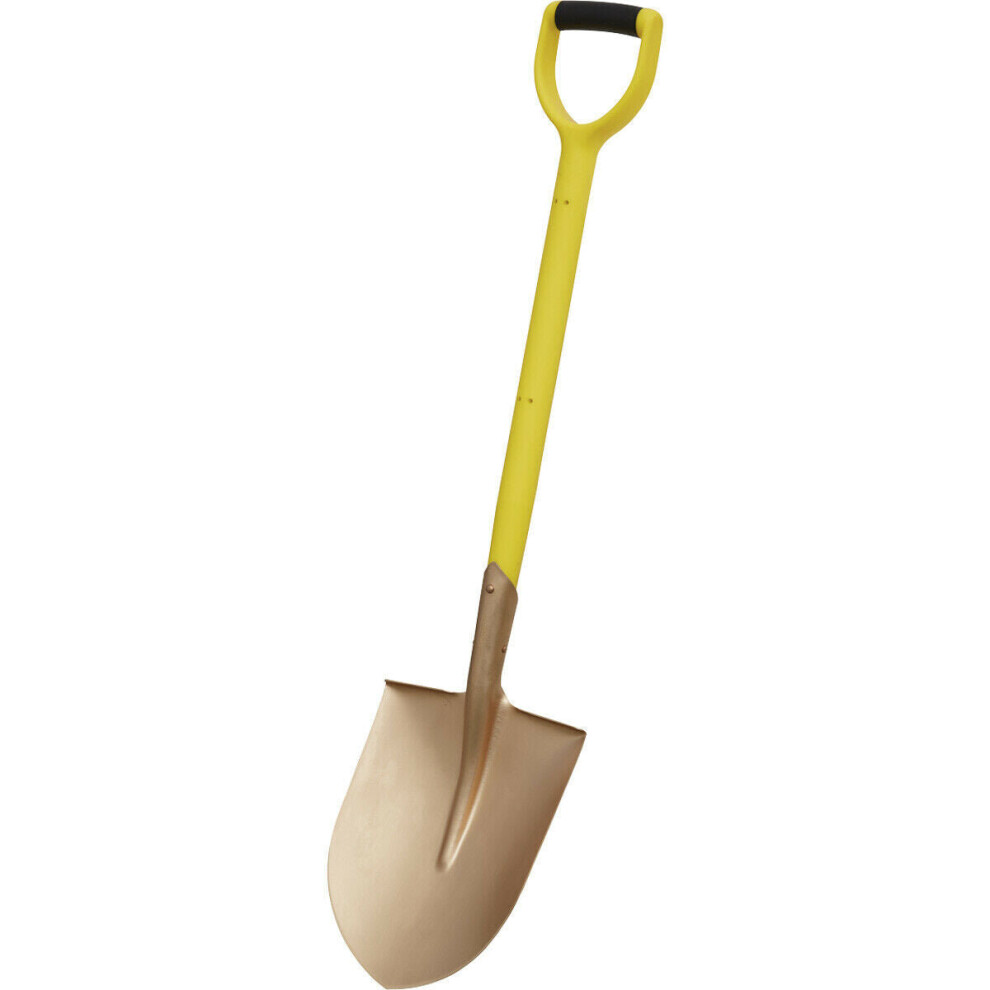 990mm Non-Sparking Round Point Shovel - 240mm x 420mm Head - Hardwood Shaft