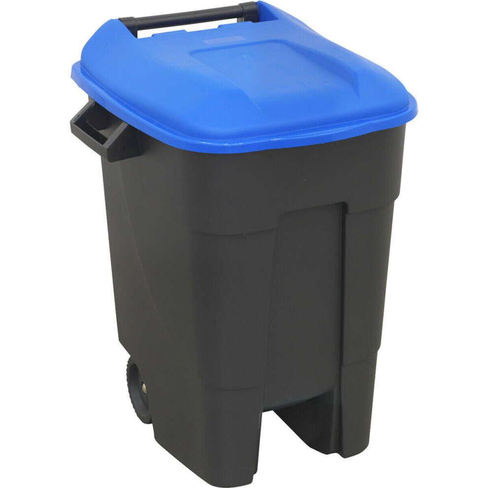 100 Litre Capacity Wheelie Bin - Solid Rear Axle - Two 200mm Wheels - Blue