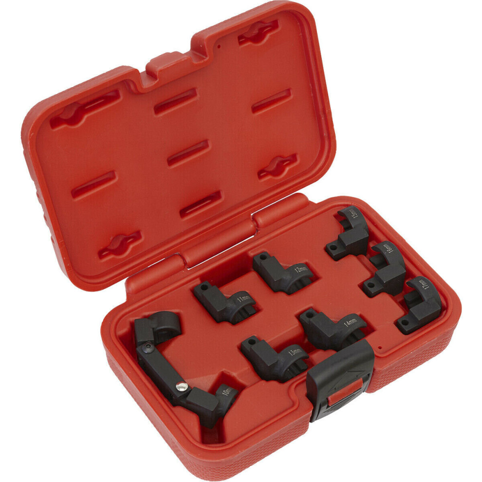 9 Piece Injector Pipe Socket Set - Flexible 3/8" Sq Drive - Crows Foot Injector