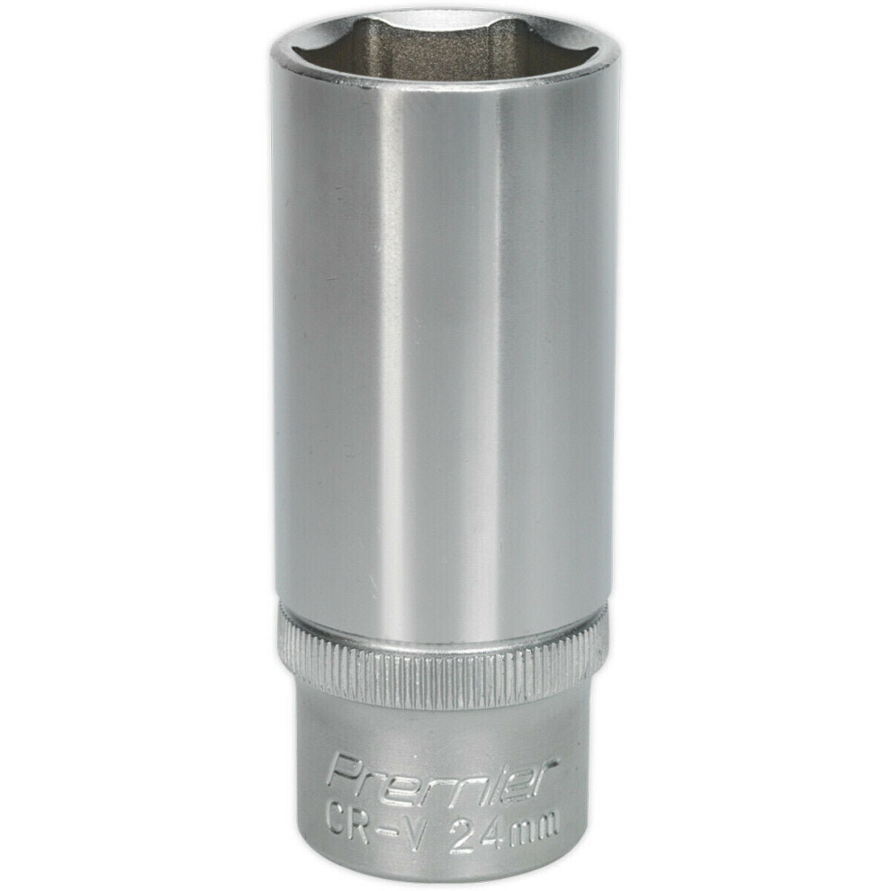 New Loops 24Mm Steel Deep Drive Socket - 1/2" Square Drive - Chrome Vanadium Socket Wrench-Driver-Garage-Inch-Hardened-Tempered-Socket Size 1