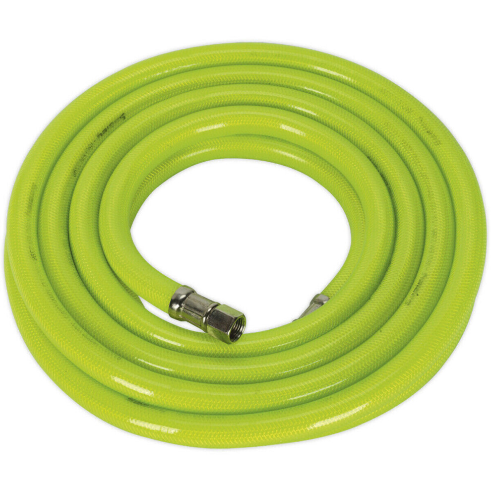 High-Visibility Air Hose With 1/4 Inch Bsp Unions - 5 Metre Length - 10Mm Bore