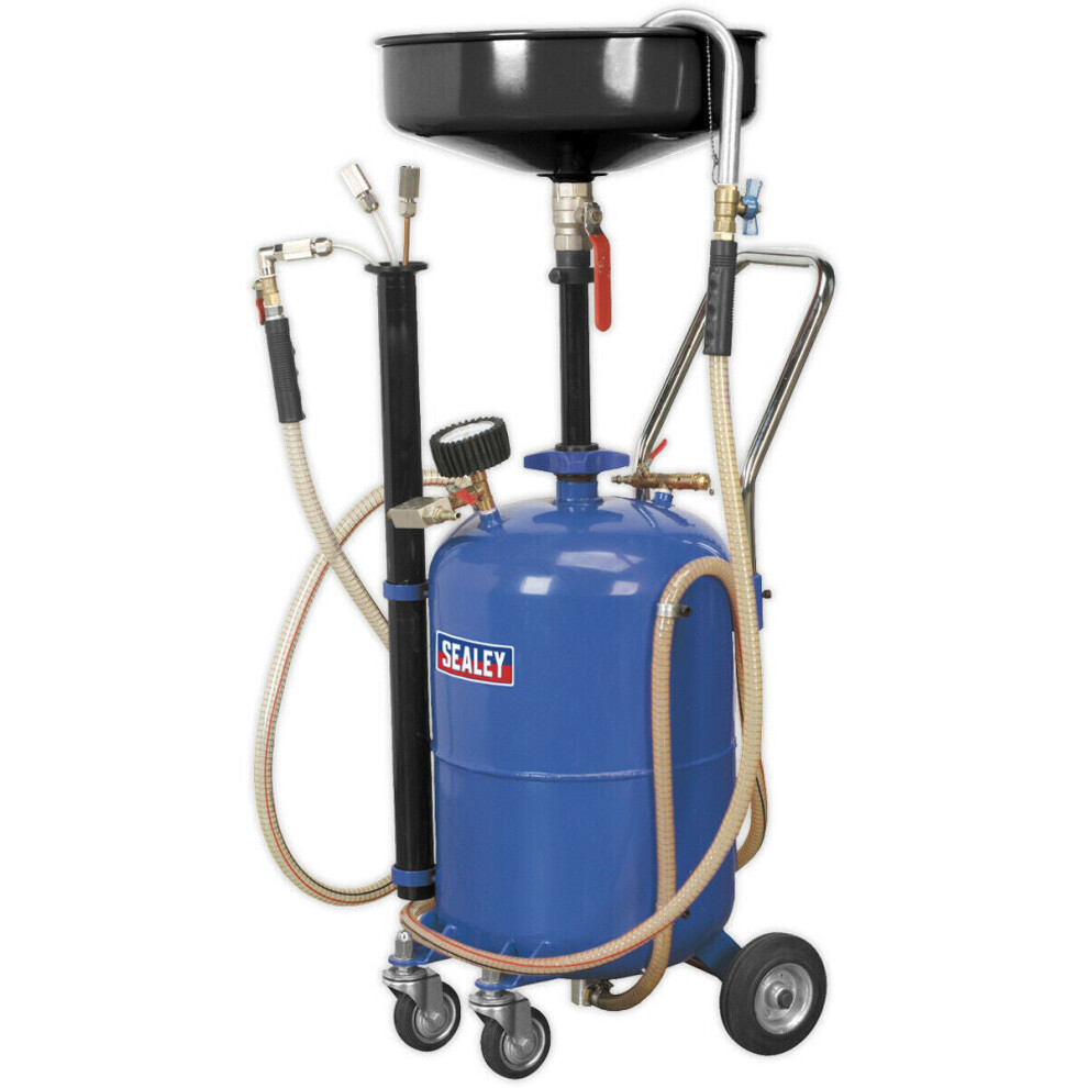 35L Mobile Oil Drainer with Air Discharge - Height Adjustable - Dipstick Probes