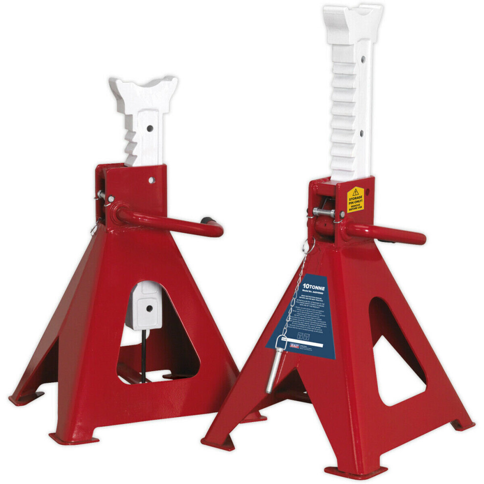 PAIR 10 Tonne Auto Rise Ratchet Axle Stands - Cast Support Post - 775mm Height-image-OPC-P8WKCVD-NEW