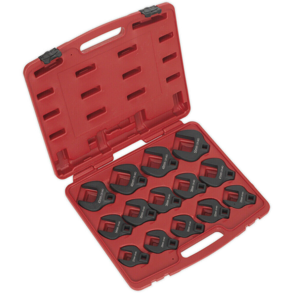 14pc Crows Foot Nut Spanner Socket Set - 1/2" Square Drive Ratchet - PHOSPHATE