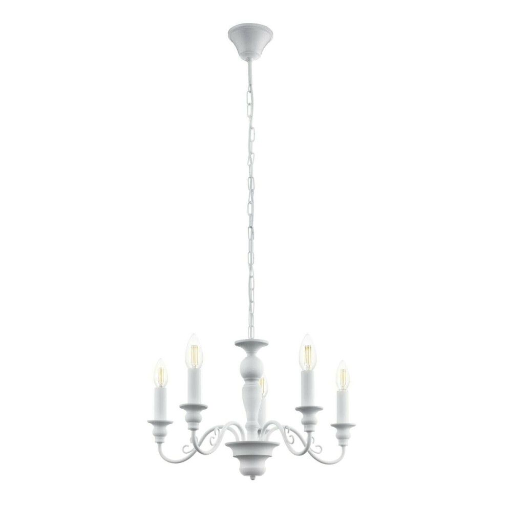 Hanging Ceiling Pendant Light White 5 Arm Chandelier 40W E14 Feature Lamp