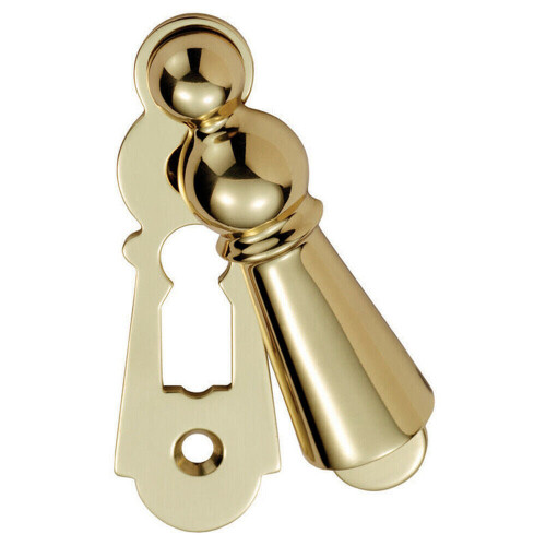 Loops 73mm Large Lock Profile Escutcheon 40mm Fixing Centres Polished Brass 1