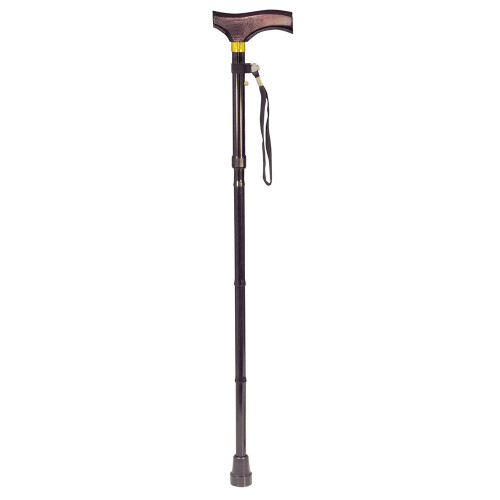 Loops Collapsible Walking Stick with Ergonomic Wooden Handle - 5 Height Settings