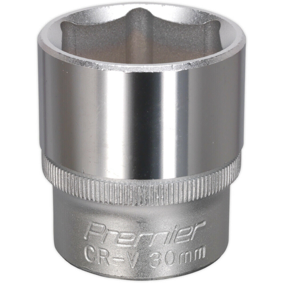 Loops 30Mm Steel Drive Socket - 1/2" Square Drive - Chrome Vanadium Wrench Socket
