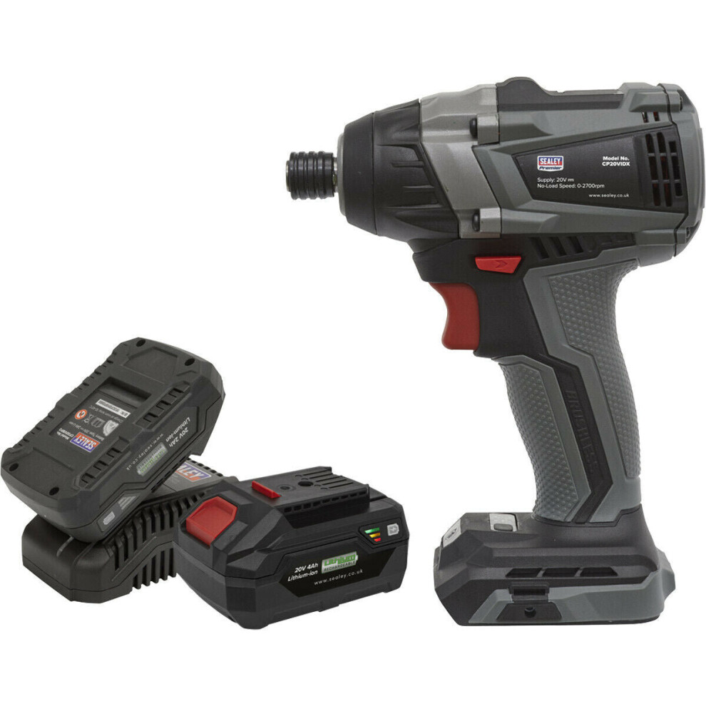 20V Brushless Impact Driver Kit - 1/4" Hex Drive - Variable Speed - 2 Batteries