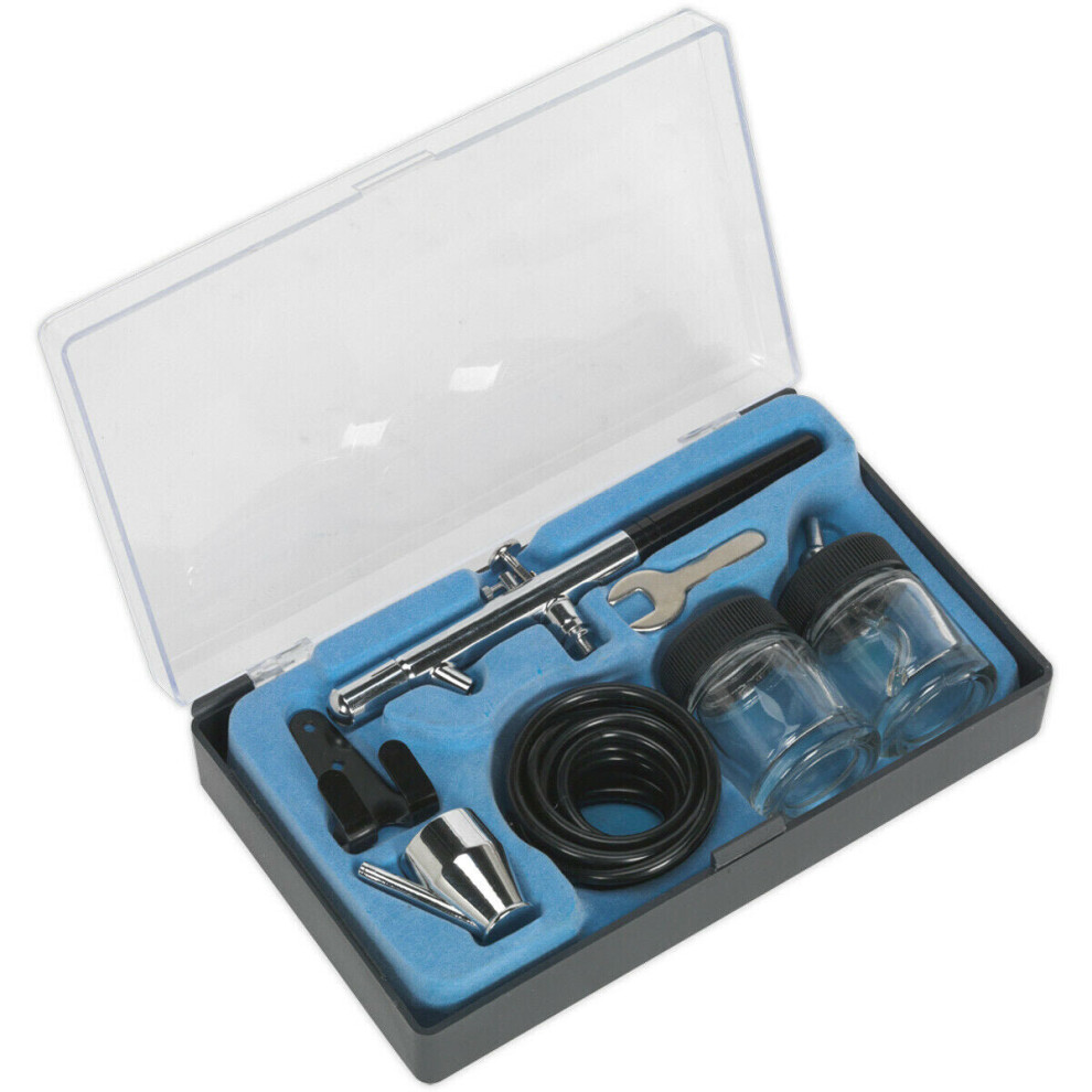 Air Brush Kit - 0.35Mm Nozzle - Suction & Thimble Feed - With Accessories 5056524238349