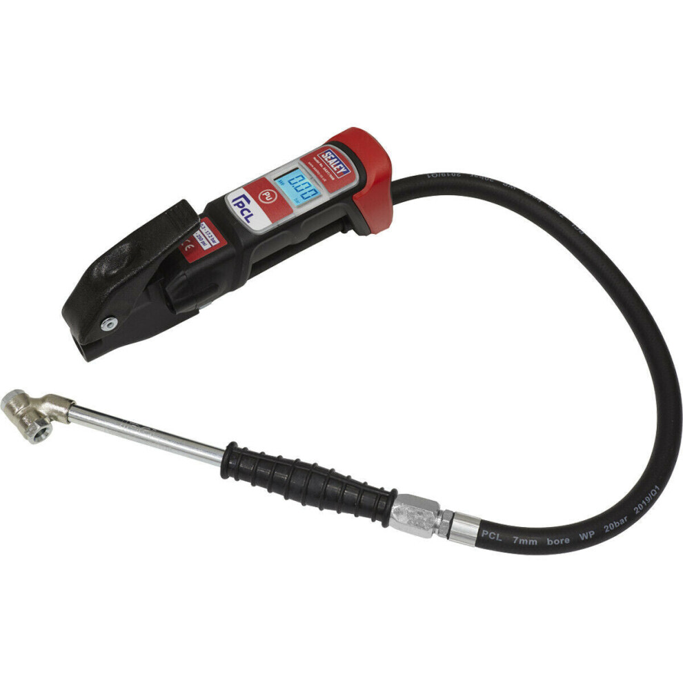Loops Pro Anodised Tyre Inflator - Twin Push-On Connector 240Mm Long Reach Arm Gauge