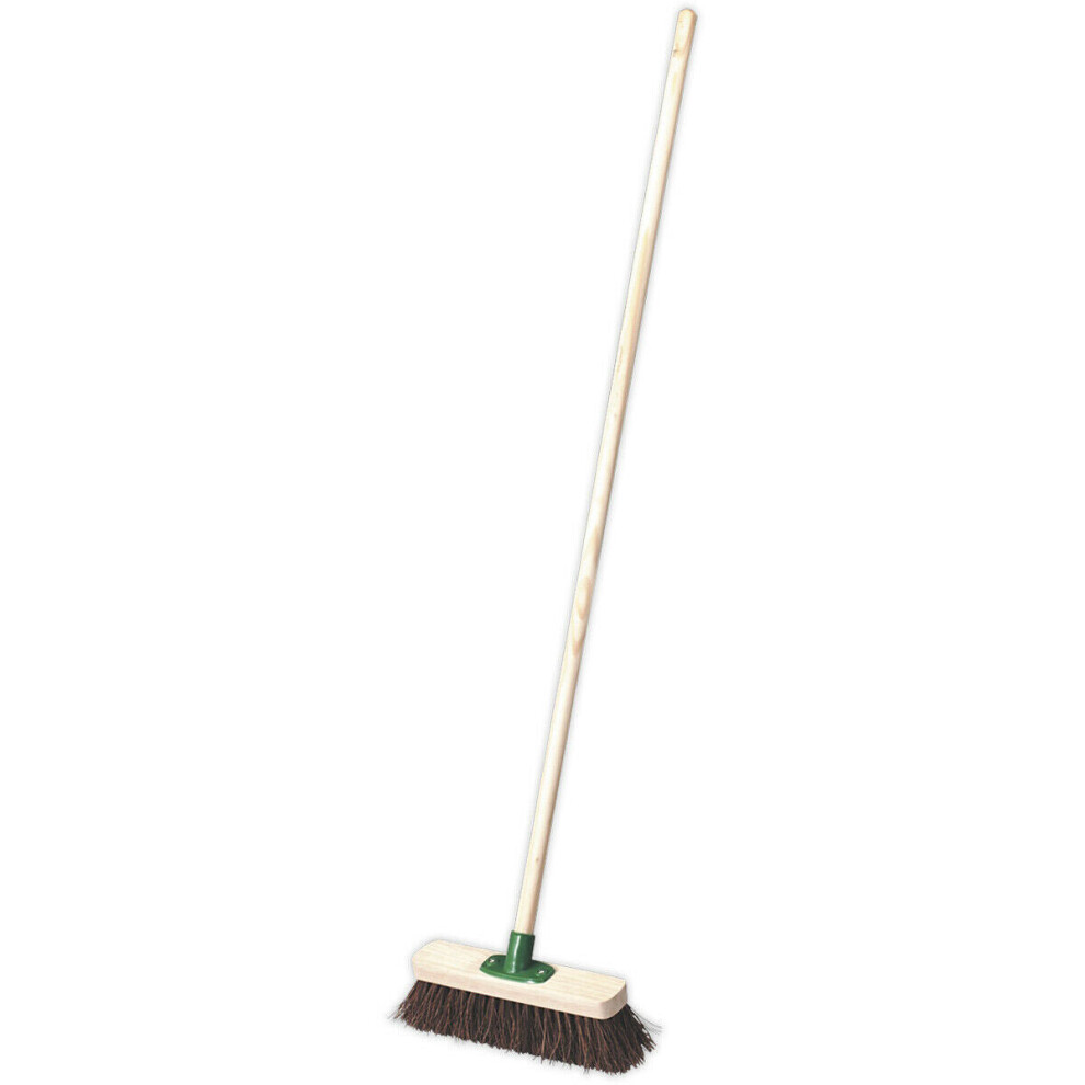 Hard Bristle Outdoor Broom Stick - 300mm Brush Head - Hard Bassine Bristles