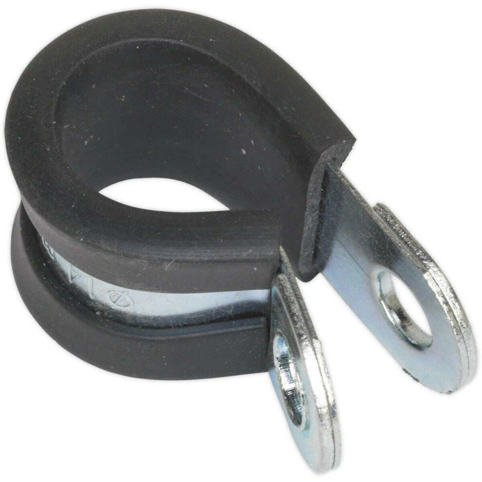 25 PACK Rubber Lined P-Clip - Zinc Plated - 13mm Diameter - Pipe Hose Cable Clip