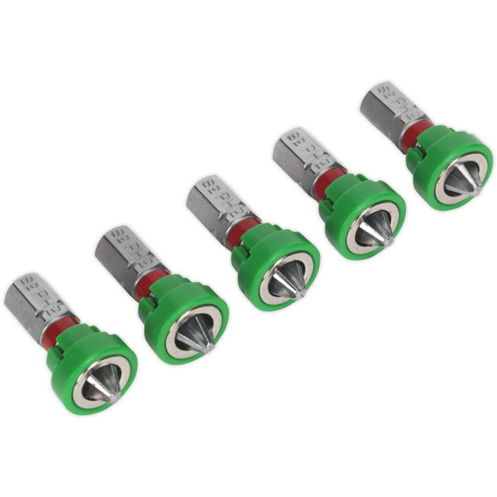 5 PACK 25mm Phillips #2 Power Tool Bit - Magnetic Holder - S2 Steel Drill Bit