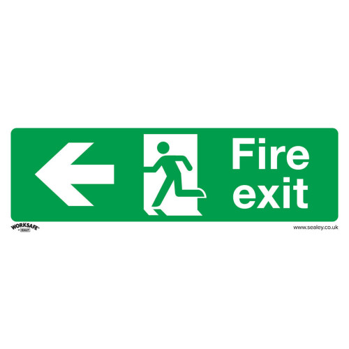 Loops 10x FIRE EXIT (LEFT) Health & Safety Sign - Rigid Plastic 300 x 100mm Warning 2