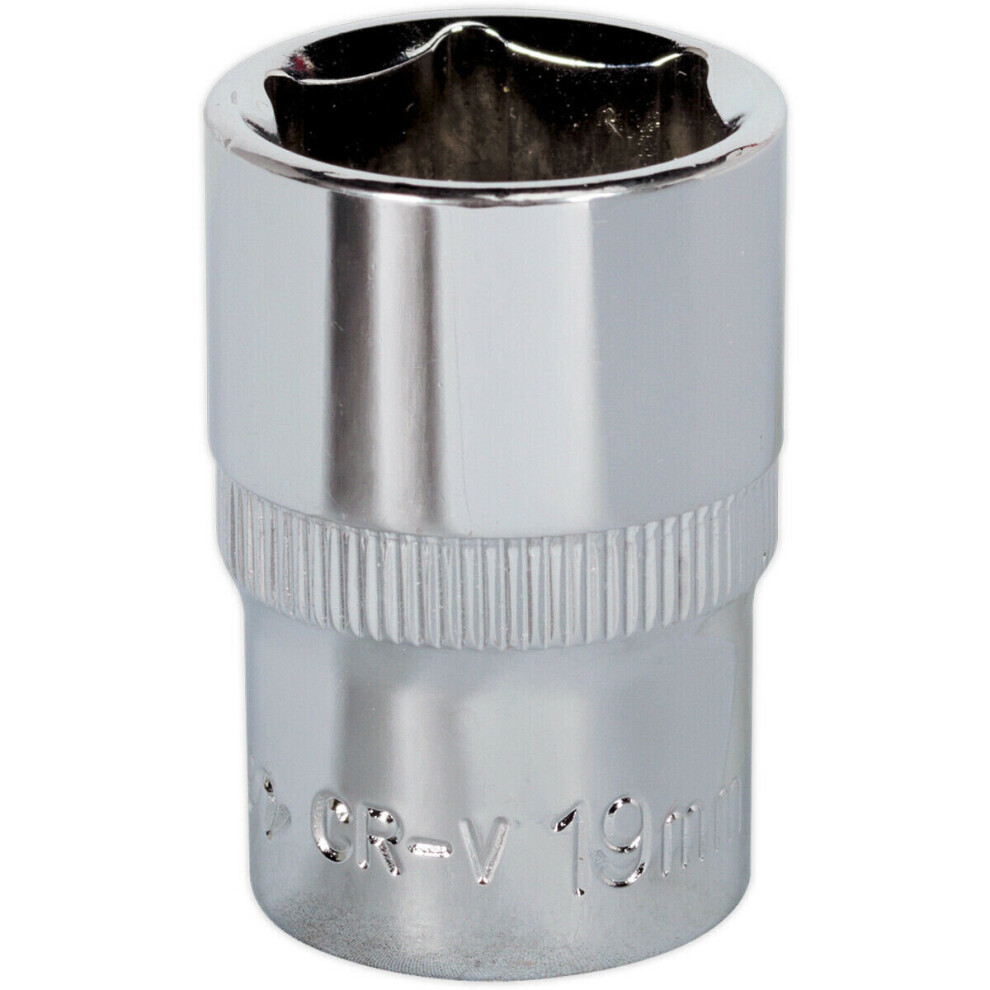 Loops 19Mm Forged Steel Drive Socket - 1/2" Square Drive - Polished Chrome Vanadium