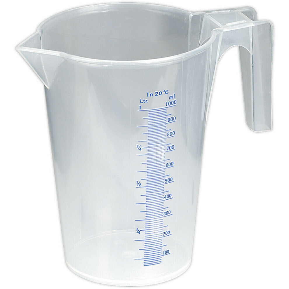 Loops 1 Litre Translucent Measuring Jug - Easy To Read Scale - Pouring Spout - Handle