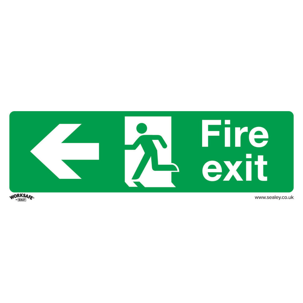 Loops 10X Fire Exit (Left) Health & Safety Sign - Rigid Plastic 300 X 100Mm Warning