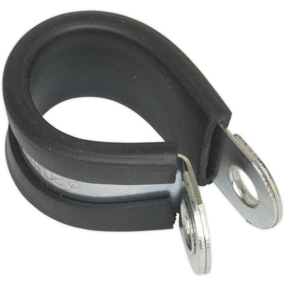 25 PACK Rubber Lined P-Clip - Zinc Plated - 21mm Diameter - Pipe Hose Cable Clip