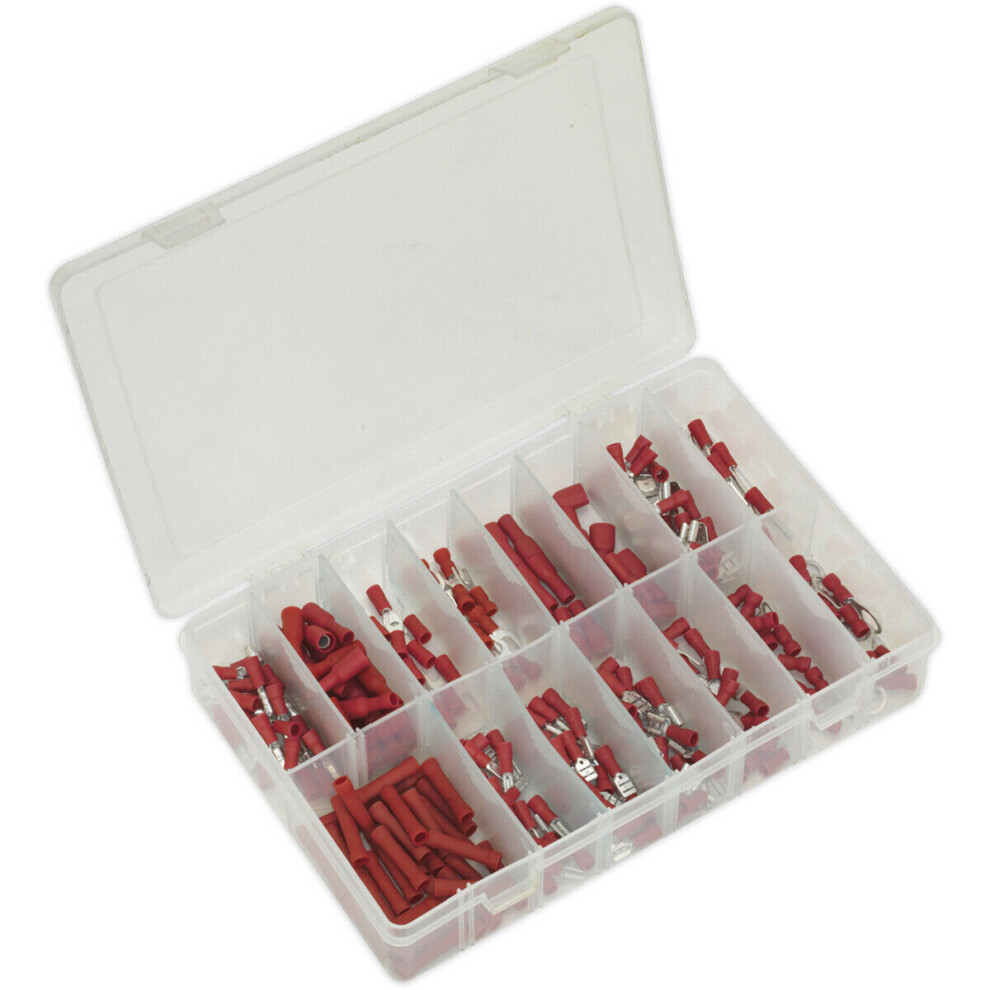 260 Pc Red Crimp Terminal Assortment - Various Connectors & Sizes - Electrical