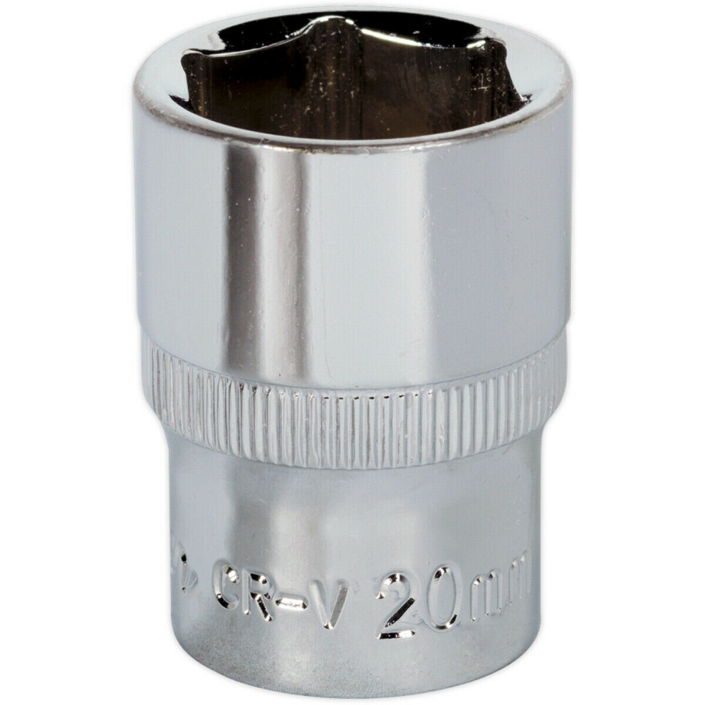 Loops 20Mm Forged Steel Drive Socket - 1/2" Square Drive - Polished Chrome Vanadium
