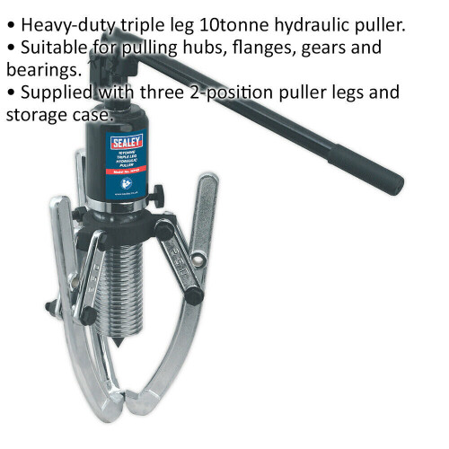 Loops 10 Tonne Triple Leg Hydraulic Gear Puller - Three 2-Position Legs - Heavy Duty 1