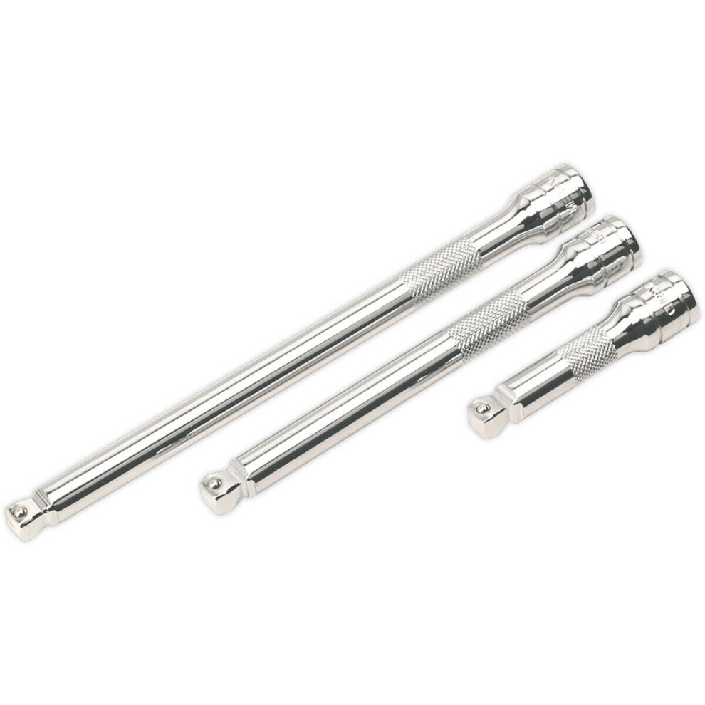 Loops 3 Piece Wobble / Rigid Extension Bar Set - 3/8" Sq Drive - Deep Knurling