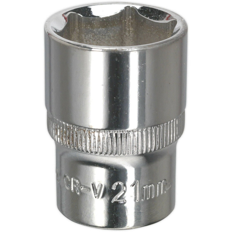 Loops 21Mm Forged Steel Drive Socket - 1/2" Square Drive - Polished Chrome Vanadium
