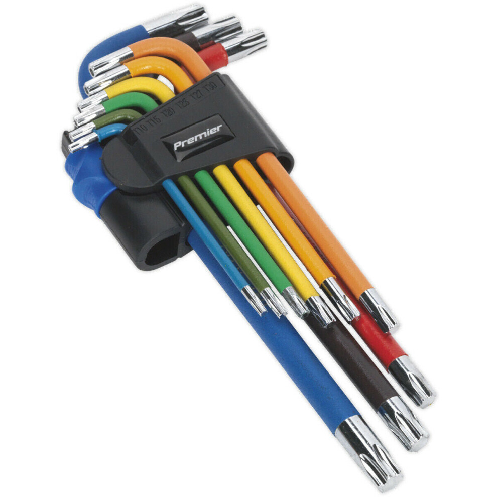 9 Piece Colour Coded Long TRX-Star Key Set - 10 to T50 Sizes - Anti-Slip Coating