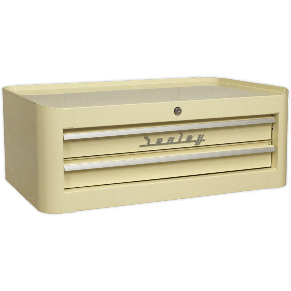 710 x 460 x 270mm RETRO CREAM 2 Drawer MID-BOX Tool Chest Lockable Storage Unit