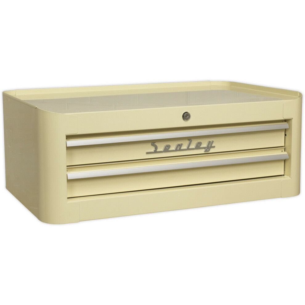 710 X 460 X 270Mm Retro Cream 2 Drawer Mid-Box Tool Chest Lockable Storage Unit 5056524257302