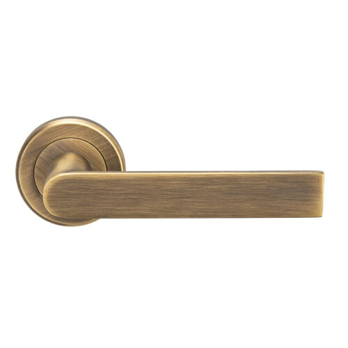 Loops 4x PAIR Flat Rectangular Bar Handle on Round Rose Concealed Fix Antique Brass 2