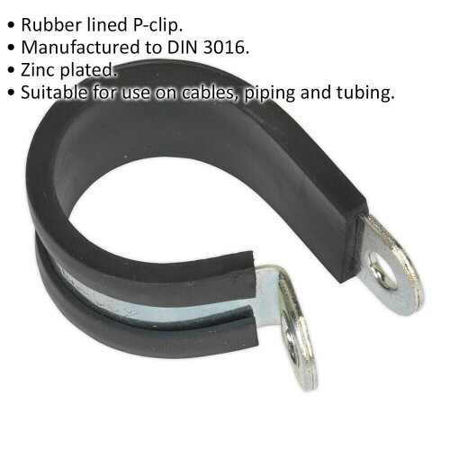 Loops 25 PACK Rubber Lined P-Clip - Zinc Plated - 29mm Diameter - Pipe Hose Cable Clip 1