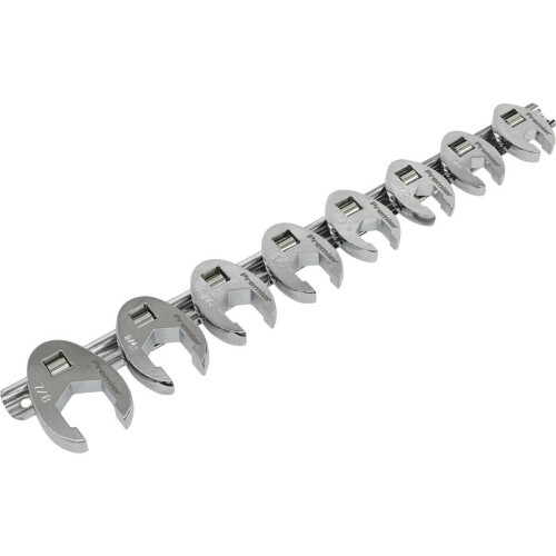 Loops 8pc Open Ended Crows Foot Nut Spanner Socket Set - 3/8" Square Drive Imperial