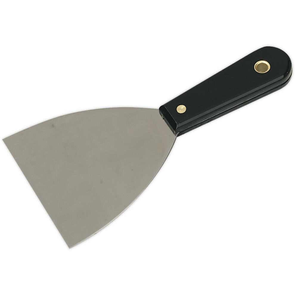 100mm Rigid Scraper - Chrome Plated Steel Blade - Composite Handle Hanging Hole