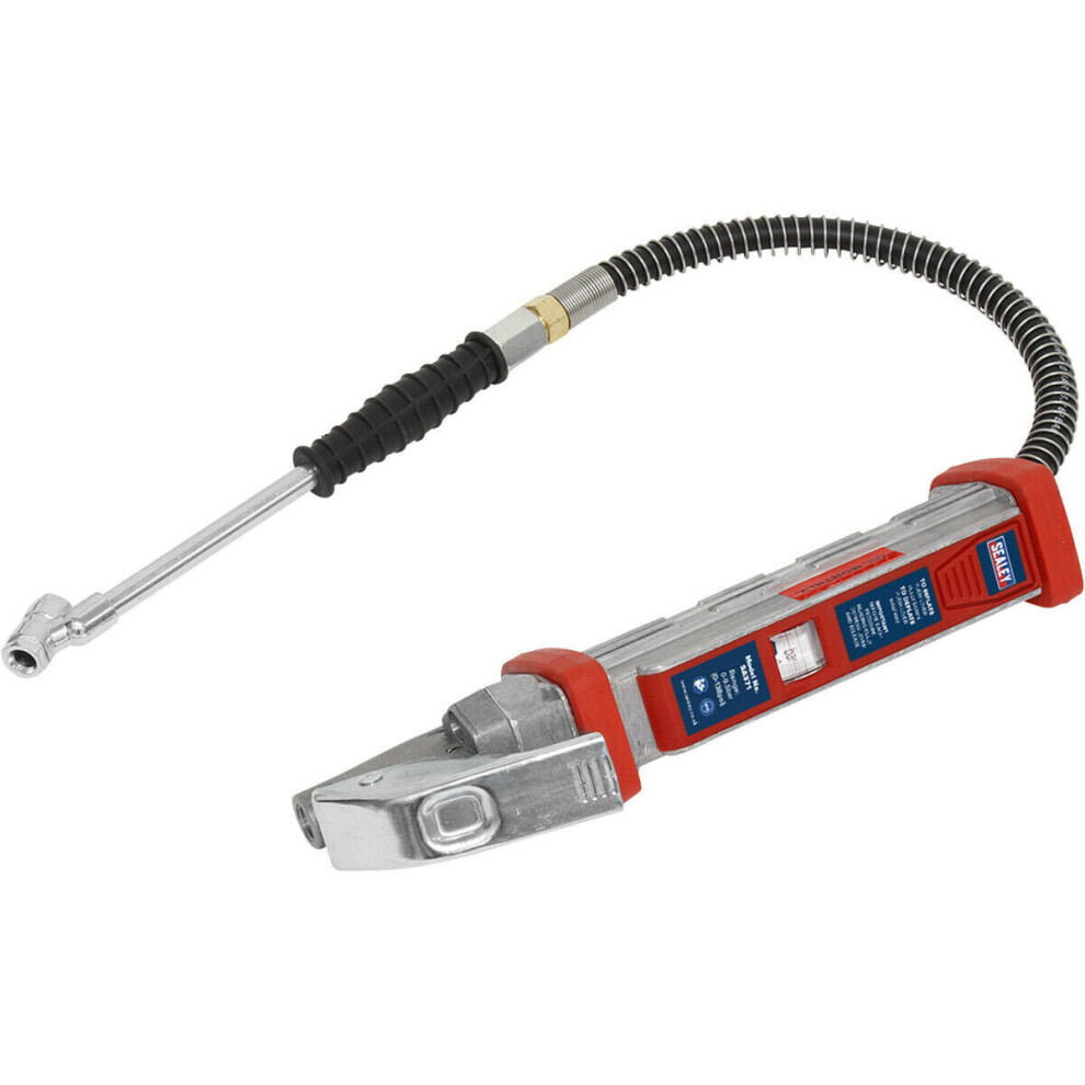 Premium Tyre Inflator - Twin Push-On Chuck - 240mm Long Reach Arm & 0.5m Hose