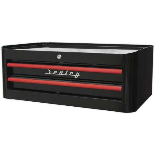 Loops 710 x 460 x 270mm RETRO BLACK 2 Drawer MID-BOX Tool Chest Lockable Storage Unit 2