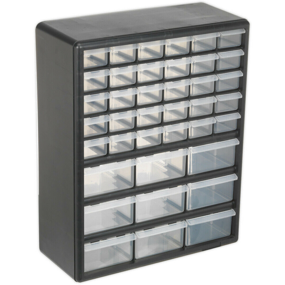 375 x 165 x 470mm 39 Drawer Parts Cabinet - BLACK - Wall Mounted / Standing Box