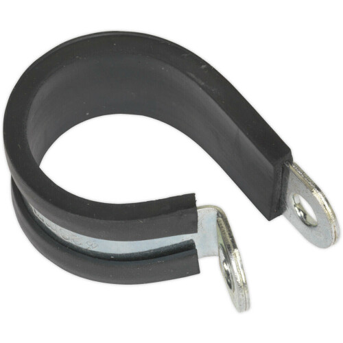 Loops 25 PACK Rubber Lined P-Clip - Zinc Plated - 29mm Diameter - Pipe Hose Cable Clip